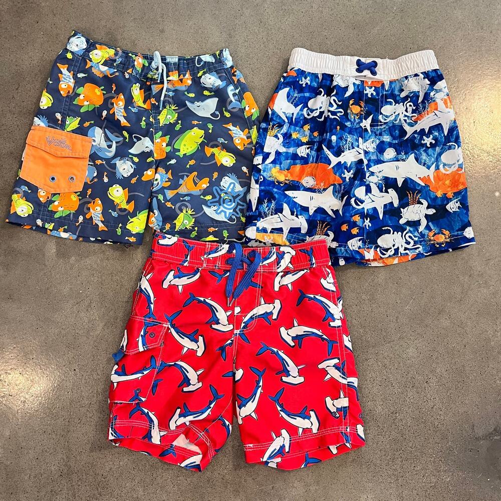 Hatley wonder Nation UV Skinz shark sea fish swim trunks bundle 3T boys 3 pairs